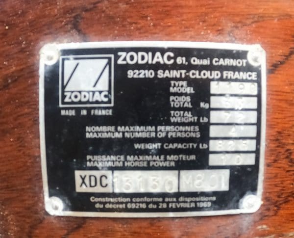 Zodiac Model 1190 RIB