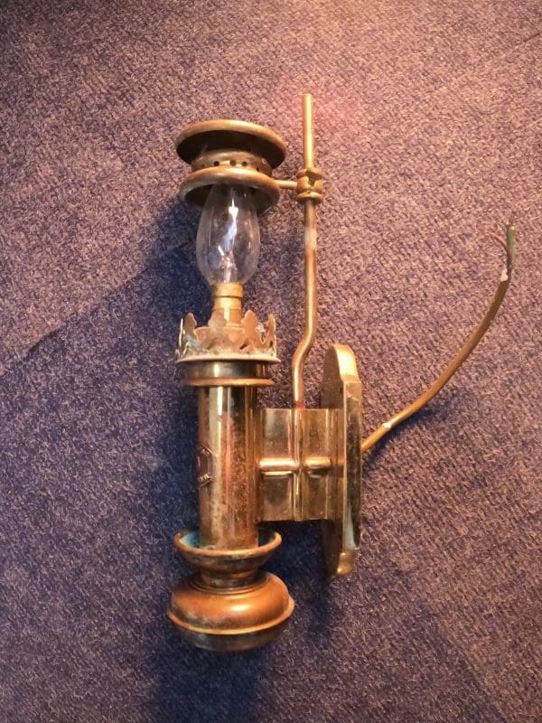 Brass white star Liverpool oil lamps (electric conversion)