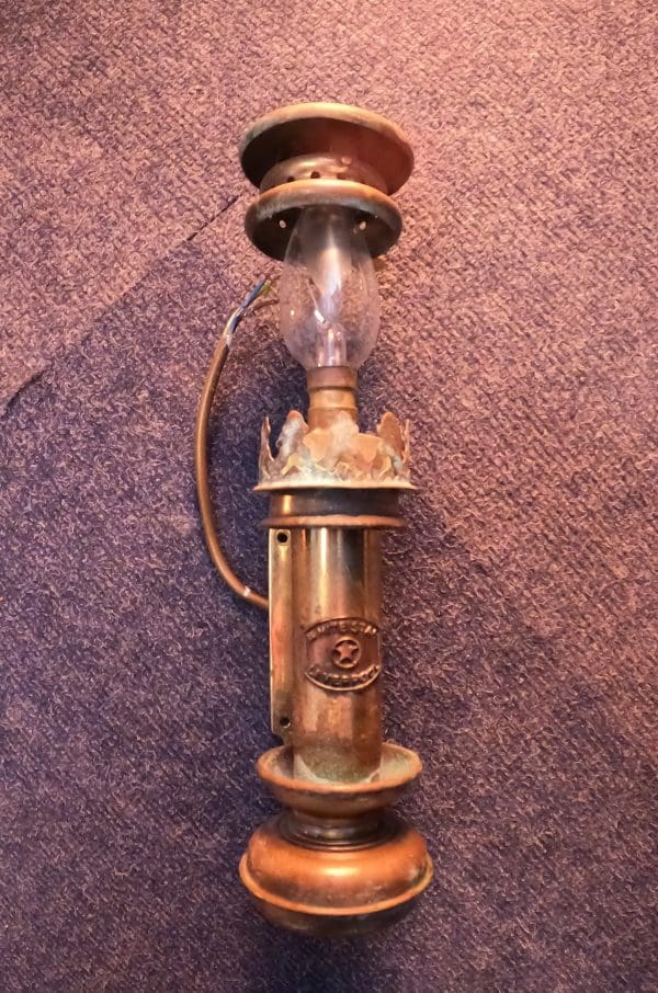 Brass white star Liverpool oil lamps (electric conversion)