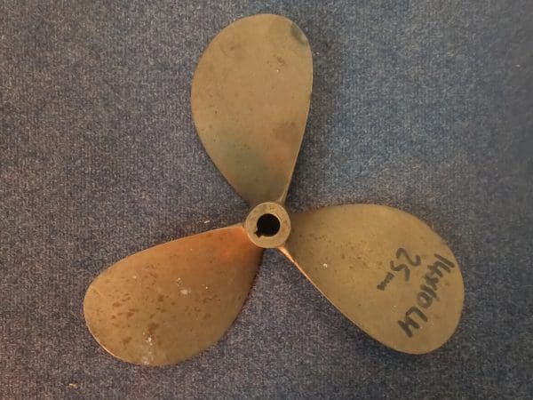 Fixed pitch 3 blade brass propeller and shaft