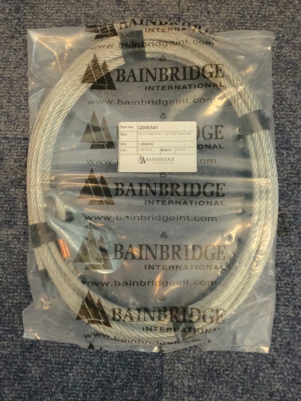 Bainbridge Winch cable 6mm x 7.5mm C/W snap hook